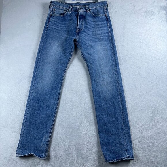 Levi Strauss & Co 501 Jeans Slim Straight Men's Size W31XL32 Button Fly Blue - Picture 1 of 13